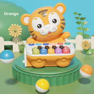 EZYLITTLES Tiger Music Piano with Rolling Ball English Musical Animal Song Instrument Keyboard Early Education Toy