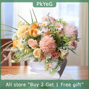 [COD] PkYeG KITCHEN 1PC Artificial Flower Wedding Home Bedroom Decoration Bridal Bouquet Hydrangeas Vase For Outdoor