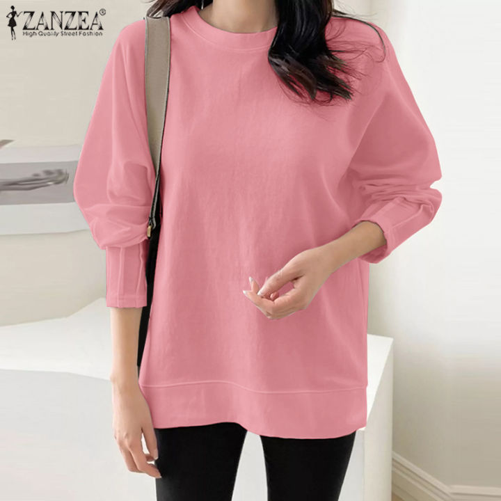 ZANZEA Women Sweatshirts Pullover Oversized Casual Puff Sleeve