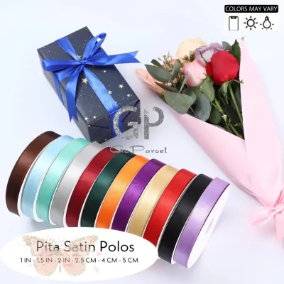 ( 3 Meter ) PITA SATIN POLOS 25MM / HIASAN KADO SOUVENIR HAMPERS SATEEN RIBBON HADIAH HIASAN