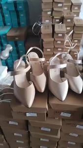 【Free Shipping】High-heeled pointed-toe sandals for women 2025 new model chunky mid-heel strapless closed-toe fashionable womens shoes versatile