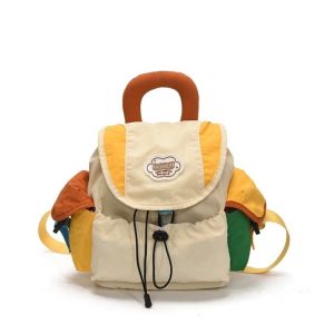 DOWNA Dây rút Ba lô trẻ em Nhiều túi Nylon Ba lô học sinh tiếng Hàn Dung lượng lớn Túi xách cho cha mẹ và con cái Ba lô sách