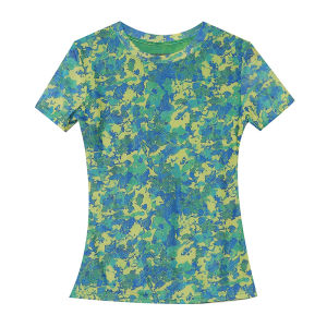 REHIN Áo Thun Nữ Cổ Tròn Tay Ngắn In Lưới Thời Trang Áo Cánh Mỏng Thanh Lịch