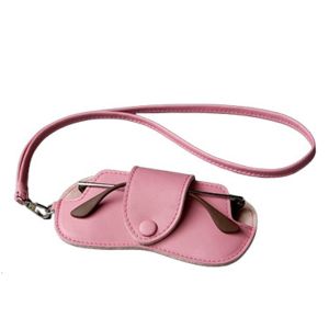 DFGFIN สีทึบทึบ ถุงเก็บแว่นกันแดด พร้อมสายคล้อง หนังพียู ที่ใส่แว่นกันแดด ของขวัญที่สร้างสรรค์ แบบพกพาได้ แว่นตากันแดดแบบแขวน อุปกรณ์เสริมแว่นตา