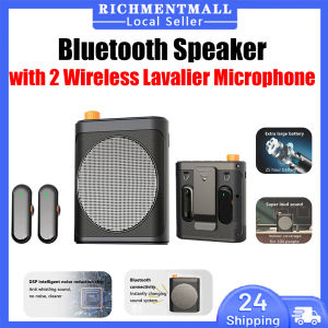 【🔥SG STOCK🔥】RICHMENTMALL Portable Bluetooth Speaker Voice Amplifier System with Dual Wireless Lavalier Microphone Auto-Pairing Bluetooth 5.3 20m Range 5H Battery HD Sound for Classrooms Yoga Meetings Tours – Teacher Essentials & Gifts