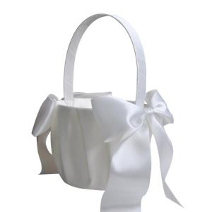 Stylish Wedding Ceremony Flower Girl Basket With Large Bowknot Satined Flower Basket for Wedding Ceremony Decoration