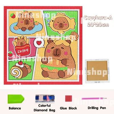 20cm Labubu Kuromi DIY Diamond Painting Kids Cute Cartoon Sanrio Melody Capybara Toys Handmade Painting with Frame For Kids 钻石画