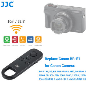 JJC BTR-C1 Bluetooth Wireless Remote Control Camera Shutter Switch BR-E1 for Canon PowerShot V10 EOS R100 R50 R8 R10 R7 R5C R3 R R5 R6 RP M50 M50 Mark II 6D Mark II M6 Mark II M200 90D 77D 200D II 200D Rebel T7i T8i 90D EOS M6 Mark II Camera