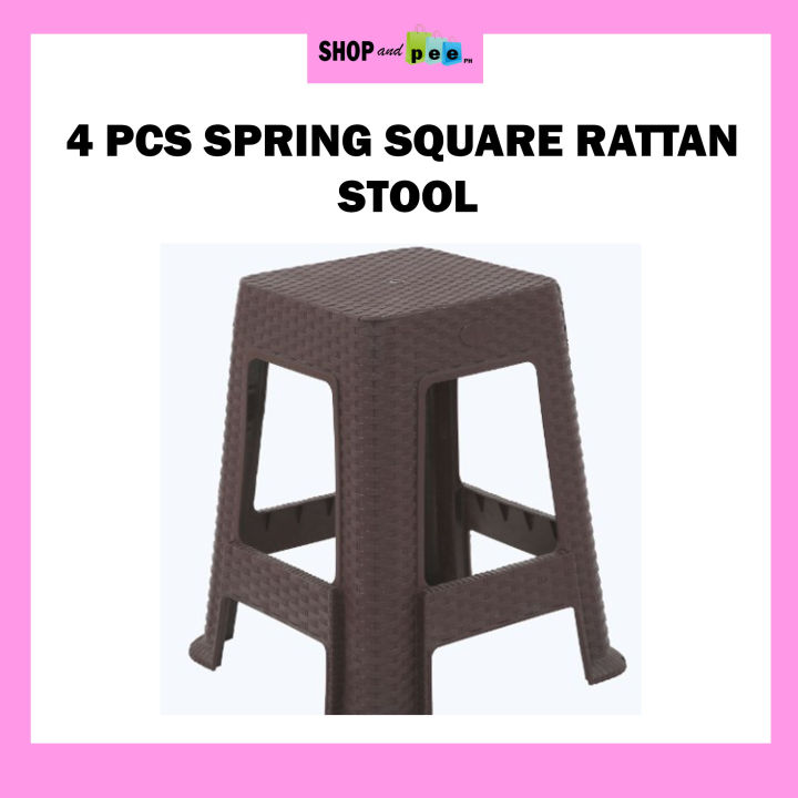 Square Rattan Stool 4 PCS SPRING SQUARE RATTAN STOOL / SQUARE RATTAN STOOL SET / UPUAN ...