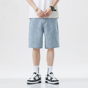 Denim shorts mens fashion ins high street capri pants loose mid-length pants