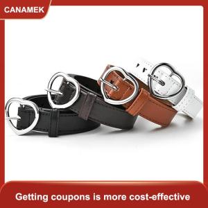 【CANAMEK】 Trẻ Em Giả Da Vành Đai Trẻ Em Dễ Thương Đào Tim Khóa Thắt Lưng Cô Gái Vành Đai Thắt Lưng