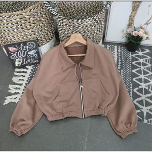 JAKET WANITA CROP DELIS FLEECE KOREA STYLE TRENDI