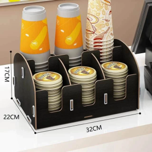 DIY 4 8 9 Grid Wooden Disposable Cup Straw Tissue Lid Holder Coffee Milk Tea Cup Storage Organizer