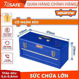 Hộp sắt đựng đồ nghề có ngăn kéo 470x218x210 mm Kích thước: 470x218x210mm. Chất liệu: thép Độ dày thép: 06 ~ 08mm Wadfow WTB8A22
