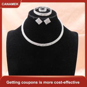 【CANAMEK 】 4Pcs set Bridal Jewelry Set Necklace Bracelets Ring Earrings Set Super Gorgeous Luxury Shiny Fashion Jewelry Party Gift