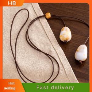 HB Elegant Long Oval Pendant Necklace New Chinese Style Forest System Simple Vintage Zen Fashion Design Jewelry Accessory