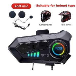Local Motorcycle Stereo Bluetooth 2000mAh Y10 Helmet Intercom 5.3 Free Ipx6 Waterproof Moto Wireless Headphones Support Voice Control