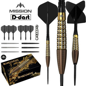 MISSION STEEL TIP DART - 21G/23G Rhodon Black PVD AND GOLD Electro Darts Steel Tip 95% Tungsten