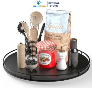 Bàn xoay khung thép BLUEZON 46cm để gia vị thức ăn đồ dùng decor trang trí