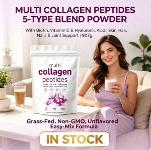 In stock Unflavored Multi Collagen Peptides Powder 5-Type Blend For Skin Hair Nails & Joint Comfort 907g