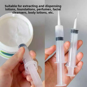 1Pc 12ml Syringes for Liquid Lotion Multipurpose Plastic Makeup Lotion Dispensing Syringe Applicator