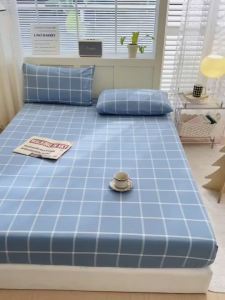 ผ้าฝ้ายแบบญี่ปุ่นล้างน้ำใหม่ ผ้าปูเตียงสีเรียบแบบฝ้ายล้างน้ำ ขนาดคิงไซส์ ผ้าปูเตียงเรียบ 100% ฝ้ายล้างน้ำ ผ้าปูเตียงแบบ