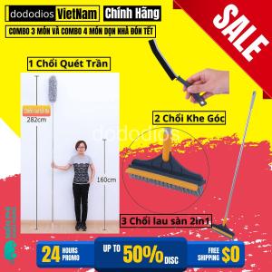 Combo Dọn Nhà 4 Món : Chổi Chà Cọ Nhà Vệ Sinh + Chổi Quét Trần Nhà + Bàn Chải Khe Hở Góc Cạnh + Khăn Lau Xe Ô Tô Cao Cấp