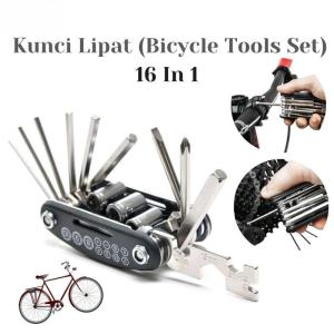 Kunci Sepeda Set 16 In 1 Toolkit Kunci Lipat Portable | Toolkit Kunci Sepeda 16 Set Multifungsi Ukuran Saku | Toolkit Kunci Obeng Kunci L Set 16 in 1 Serbaguna
