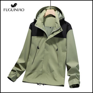 FUGUINIAO Mens Popular Coat Contrast Design Trendy Sports Jacket
