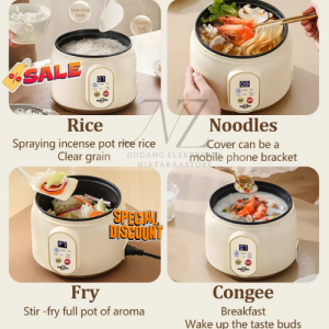 Rice Cooker Digital Multifungsi Serbaguna 2L/3L Low Sugar dengan Grill Stainless Steel dan Teknologi Keramik Non-Stick - Garansi 1 Tahun