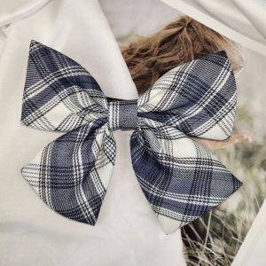 Fashion Fabric Grid Hair Clip Big Bow Striped Girl Japanese JK Lattice Spring Clips Top Clip Ponytail Hairpins Beauty Hair Accessories for Girl