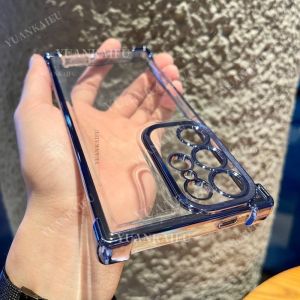 For Samsung Galaxy S25 S24 Plus Ultra FE S25U S24FE 5G 2025 phone case with four corner protection transparent TPU shell color electroplated shockproof shell soft silicone shell
