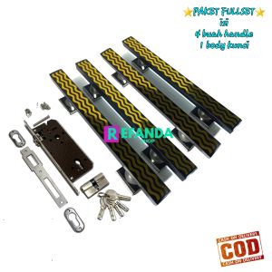 fullset lock body slot rumah kunci dan 4 buah gagang tarikan handle pintu rumah pilihan panjang 33cm 45cm dan 60cm bahan stainless steel untuk pintu depan model kupu tarung/daun pintu 2/instalasin pintu depan/gagang pintu/handle rumah