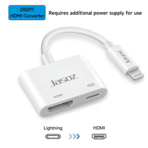 Jasoz HDMI Adapter for iPhone to HDMI TV 1080P Digital AV Adapter for iPad Power Supply Needed lightning to HDMI