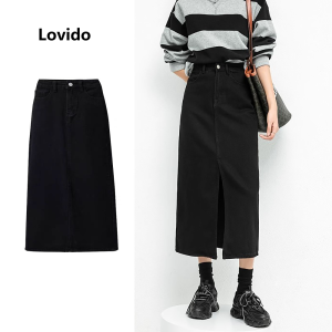 Hot Selling Front Slit Retro Denim Skirt for Women high waist versatile high quality bottoms skirt