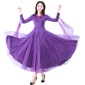 Ladies sequined long sleeved modern dance dress ballroom dance dress ballroom dance dress and ballroom dance dress