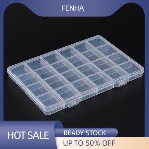 FENHA 24 Grid Transparent Nail Art Empty Storage Case Box Nail Glitter Rhinestone Bead Display Accessories Container Box