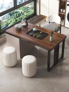 UrbanSpace SG- Luxury Modern Tea Table Set Small Integrated Water Boiler Tea Desk for Living Room Balcony Office