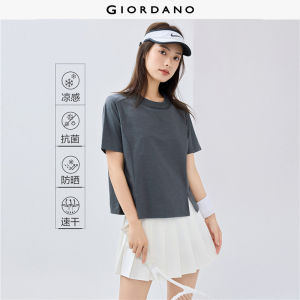 GIORDANO Women T-Shirts Ice Cooling Antibiosis Slit Tee Exposed Seam Short Sleeve Crewneck Fashion Casual Tshirts 05325441