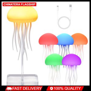 LED Gradient Jelly Fish Light Rechargeable Jellyfish Dancing Leg Light Ambient Night Light for Bedrooms Living Room