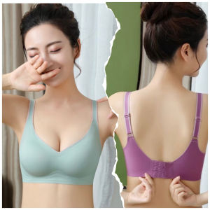 [READY STOCK] Bees Lingerie Thailand Latex Bra Women Bra Push Up Breatheable Ice Silk Seamless Wireless Comfortable Thin Strap Adjustable Strap Triple Back Hook