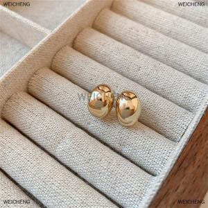 [COD] WEICHENG Simple Pea Shaped Copper Alloy Drop Earrings For Woman Korean Stud Earrings Fashion Jewelry Goth Party Girls Accessories