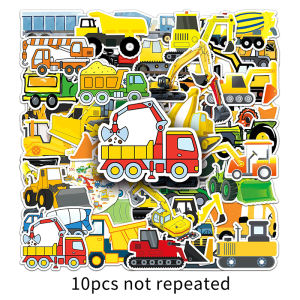 50pcs Engineering Vehicle Truck Sticker For Children Toy DIY Car Decals Notebook Laptop Skateboard Phone Suitcase Sticker