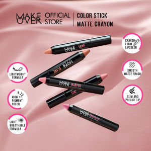 MAKE OVER Color Stick Matte Crayon 2.6 g - Lipstick Bibir Matte untuk Base Ombre BEST SELLER