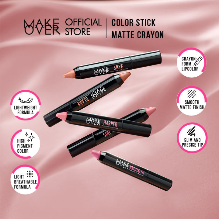 MAKE OVER Color Stick Matte Crayon 2.6 g - Lipstick Lipstik Bibir Matte untuk Base Ombre BEST SELLER