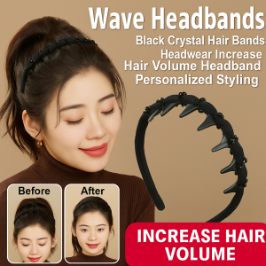 Diamond wave headband Lazy Women High Cranial Top Hair Accessories Flash Diamonds Increase hair volume high cranial vault Pearl Embellished Hair Bands Accessories 闪钻波浪发箍