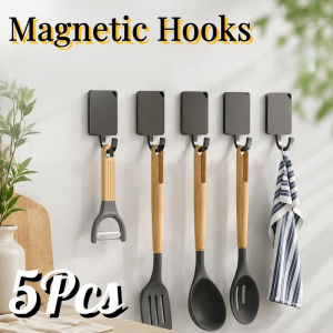 5PCS Magnetic Self Adhesive Hooks No Drilling Heavy Duty Wall Hanger for Bathroom Kitchen Organizer
