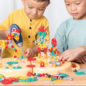 VERIDIAI ปริศนาโมเสคสร้างสรรค์ ของเล่นประกอบปริศนาสำหรับเด็ก ลงมือทำจริง 203 ชิ้น ชุดเครื่องมือสกรูของเล่น สร้างสรรค์ วิทยาศาสตร์ เทคโนโลยี เทศนศาสตร์ และวิศวกรรมศาสตร์ ชุดซ่อมสำหรับเด็ก สำหรับเด็กผู้ชาย