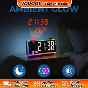 【Clearance Sale】 Projection Alarm Clock Large LED Display RGB Night Light LED Mirror for Hearing Impaired & Deaf People