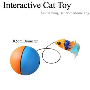 Auto Rolling Ball with Mouse Toy Battery Operated Cat Toy Smart Toy Self Play Toy Cat Fun